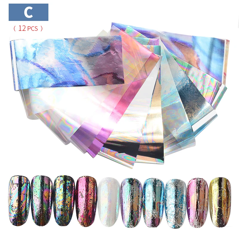 
Magic color nail art transfer sticker set colorful foil glass paper nail decoration sticker multi colors 