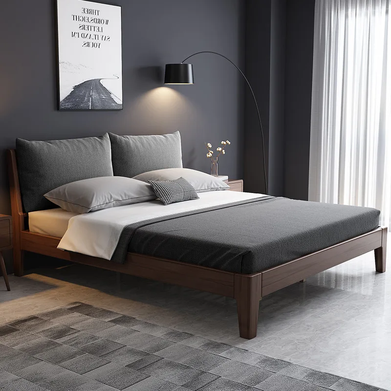 Factory Wholesale Modern Double Bed Multi Function Light Luxury Wooden Bed Frame Double Bed