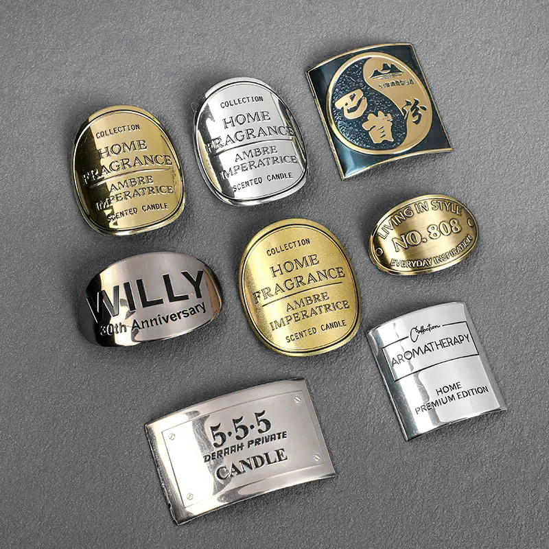 Custom Logo 3D Gold Silver Metal Sticker Perfume Labels Wine Bottle Metal Label
