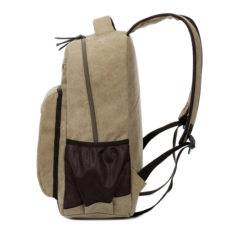 High quality vintage canvas backpack school college laptop back pack