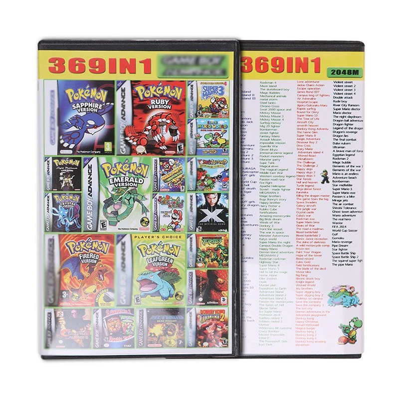 369 в 1 карточка для видеоигр Nintendo GBA/gba Sp/ndsl игровая