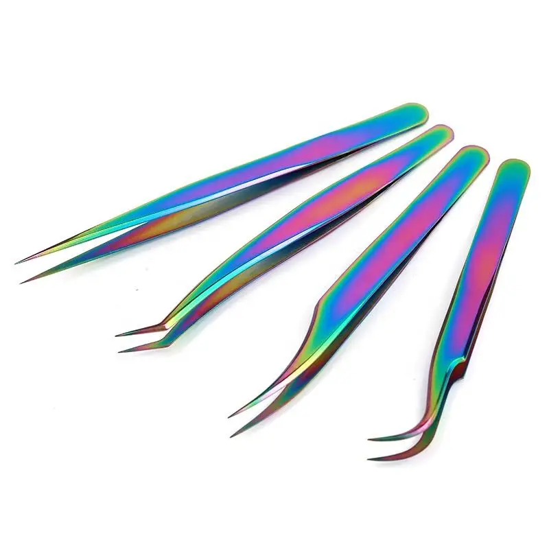 Professional Eyelash Extension Tweezers Straight & Curved Tweezers For Nail Art False Eyelash Extension Tweezers