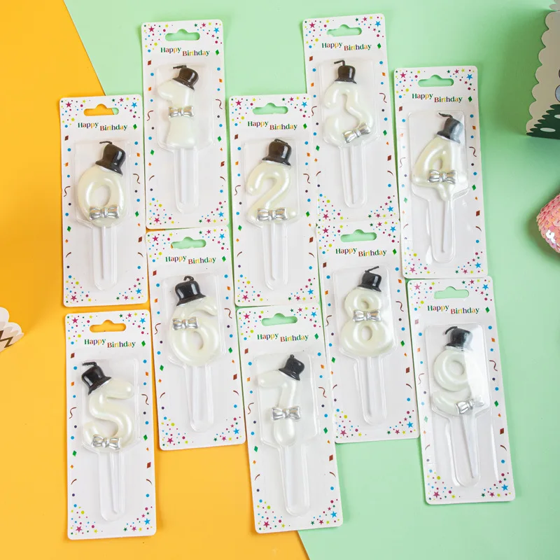 Wholesale Custom White Top Hat with Bow Birthday Cake Decorating Candle