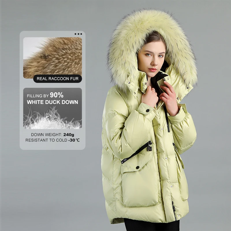 Custom Clothing Manufacturers Women Puffer Coats Wolf Fur Ruff Original Windproof Down Jackets Ladies Winter Warm Hooded Parkas