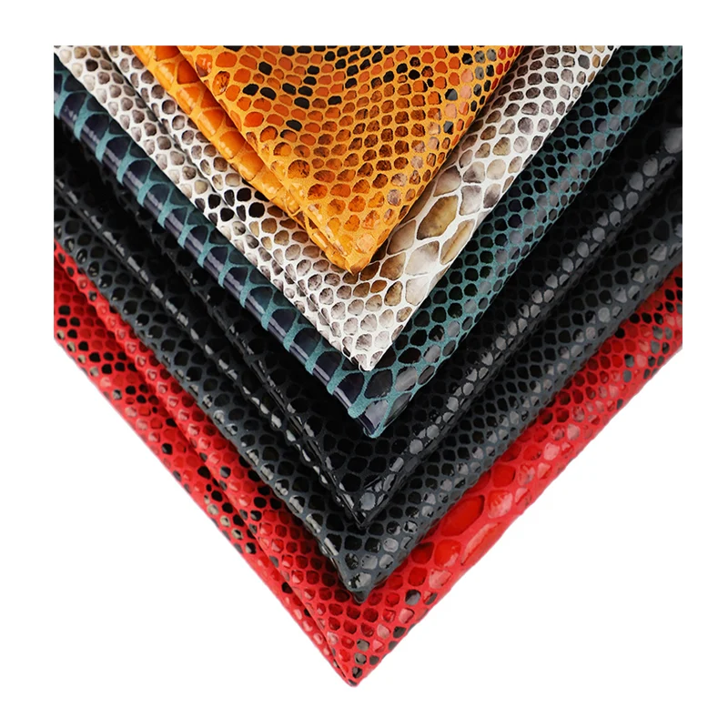 Multi Color Skin-Friendly Snakeskin Embossed Faux Synthetic PU Leather Fabric For Handbags Totes Purse Wallet Shoes Sandals