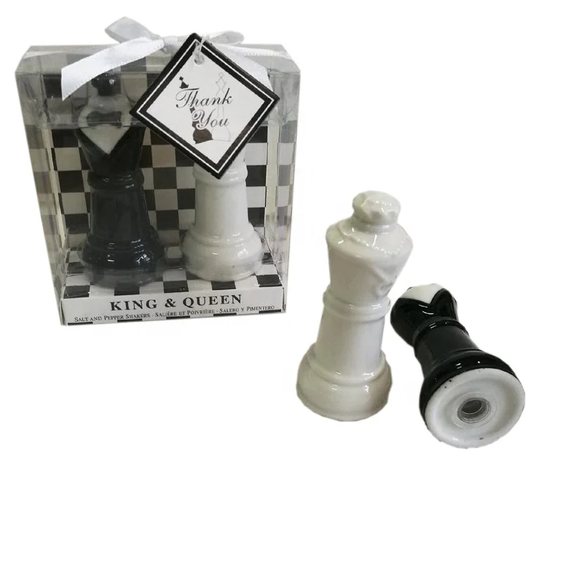 Ywbeyond Wholesale Wedding Guest Souvenirs Ceramic Bride And Groom King And Queen Chess Salt And Pepper Shakers