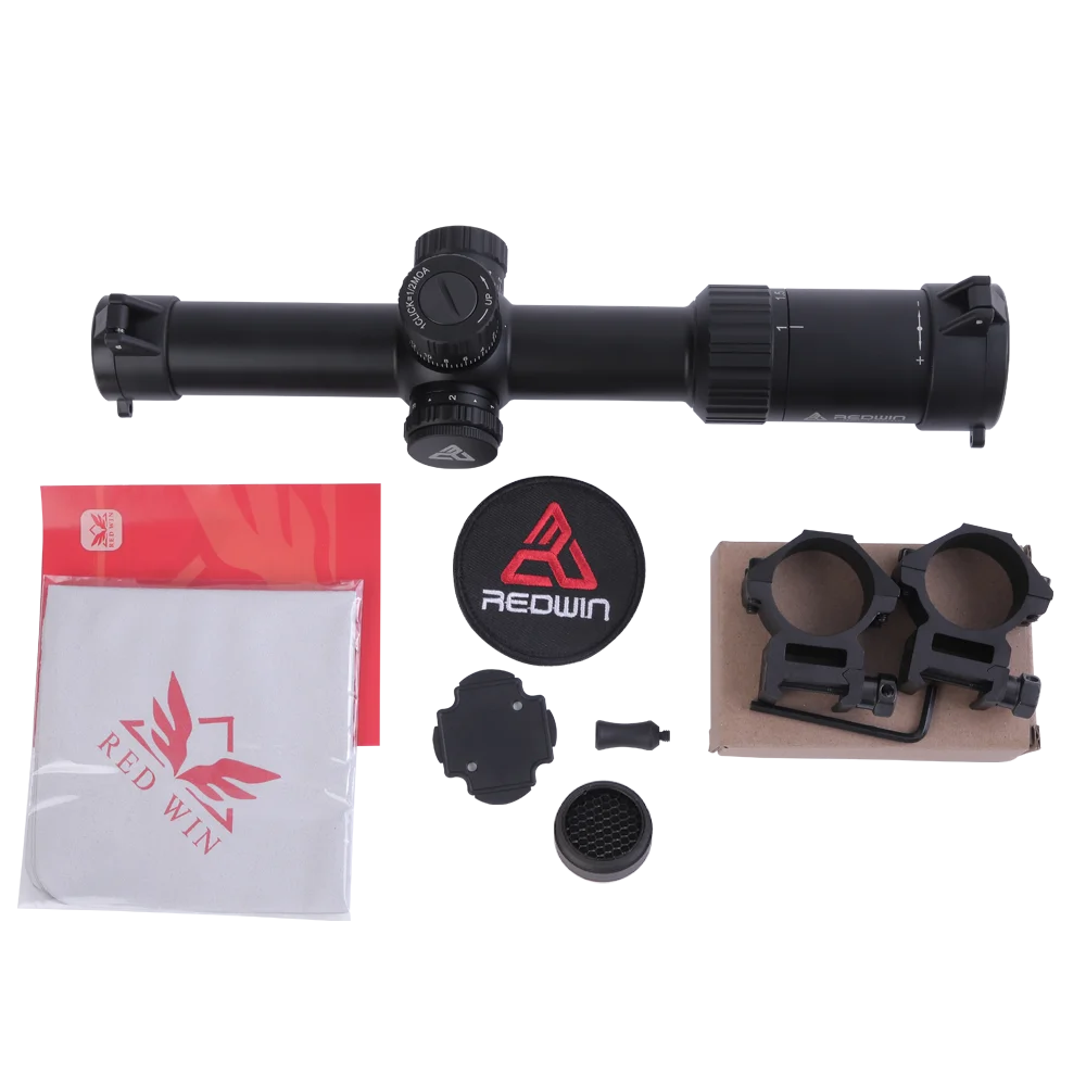 Red Win 30mm Monotube 1/5 Adjust Zero Lock Turret Etched Glass Reticle 6 Level Bright Torero 1-6x24IR HD Scope