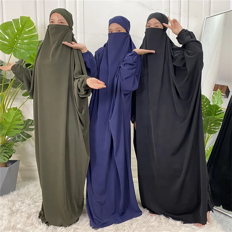 Face Masking Abaya Women Muslim Dress Kaftan Casual Abaya Dubai Long Sleeve More Colors Islamic Clothing Wholesale