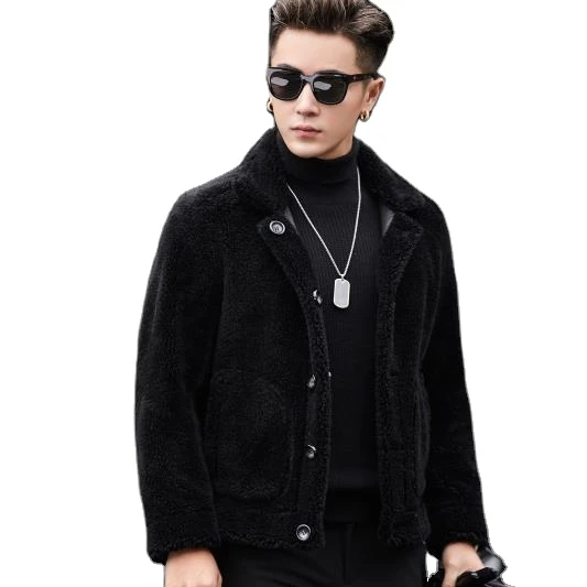 
Good quality wholesale custom single breasted fur jackets men fur teddy coat 