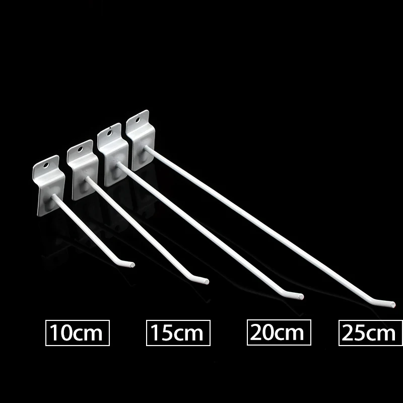 Wholesale White Metal Chrome Slatwall Panel Hooks Display Hanging Shop Silver Single Prong Slatwall Hooks for Warehouse