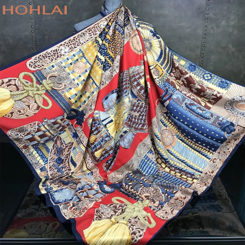100% Twill Silk Scarf Women Print Shawl Echarpe Fourlard Femme Square Scarves For Women Hijab Bandanas Bufandas Mujer 130*130cm