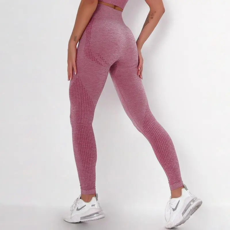 Gym Wear Reticulated Solid Color Anilox Yoga Leggings Basic Sona Fashion Super High Waist Texture Legging Jacquard Sport pant