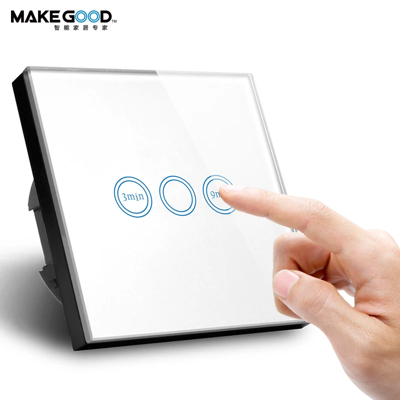 ЕС Стандартный сенсорный экран стеклянная панель Выключатель Света Таймер 240 в цифровой переключатель задержки