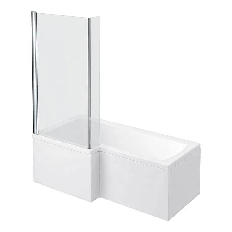 L Shaped Gloss White Acrylic Shower Screen Bath Tub