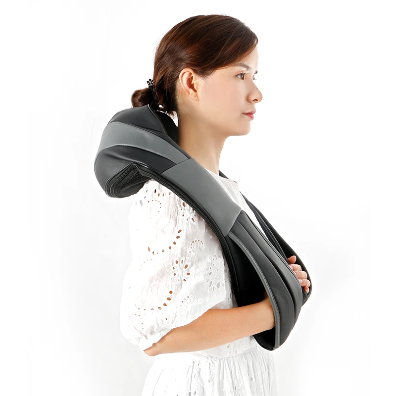 Portable rechargeable wireless electric massager for back and neck shoulder depp kneading collar with heat 2020