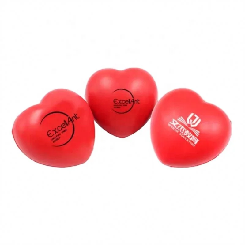 Promotional  Cute Heart Red Pink Customize Logo Customize Stress Ball For promotional Gift Squeeze PU Stess Ball Relief