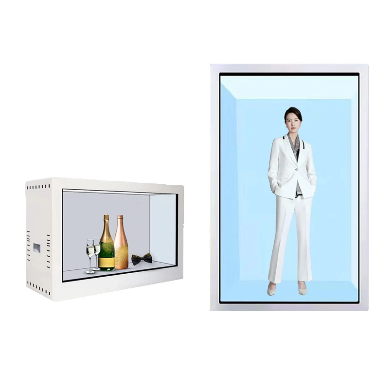 Transparent lcd box display 32 43 49 55 65 75 86 inch screen with Interactive Touch Showcase Hologram Box transparent lcd case