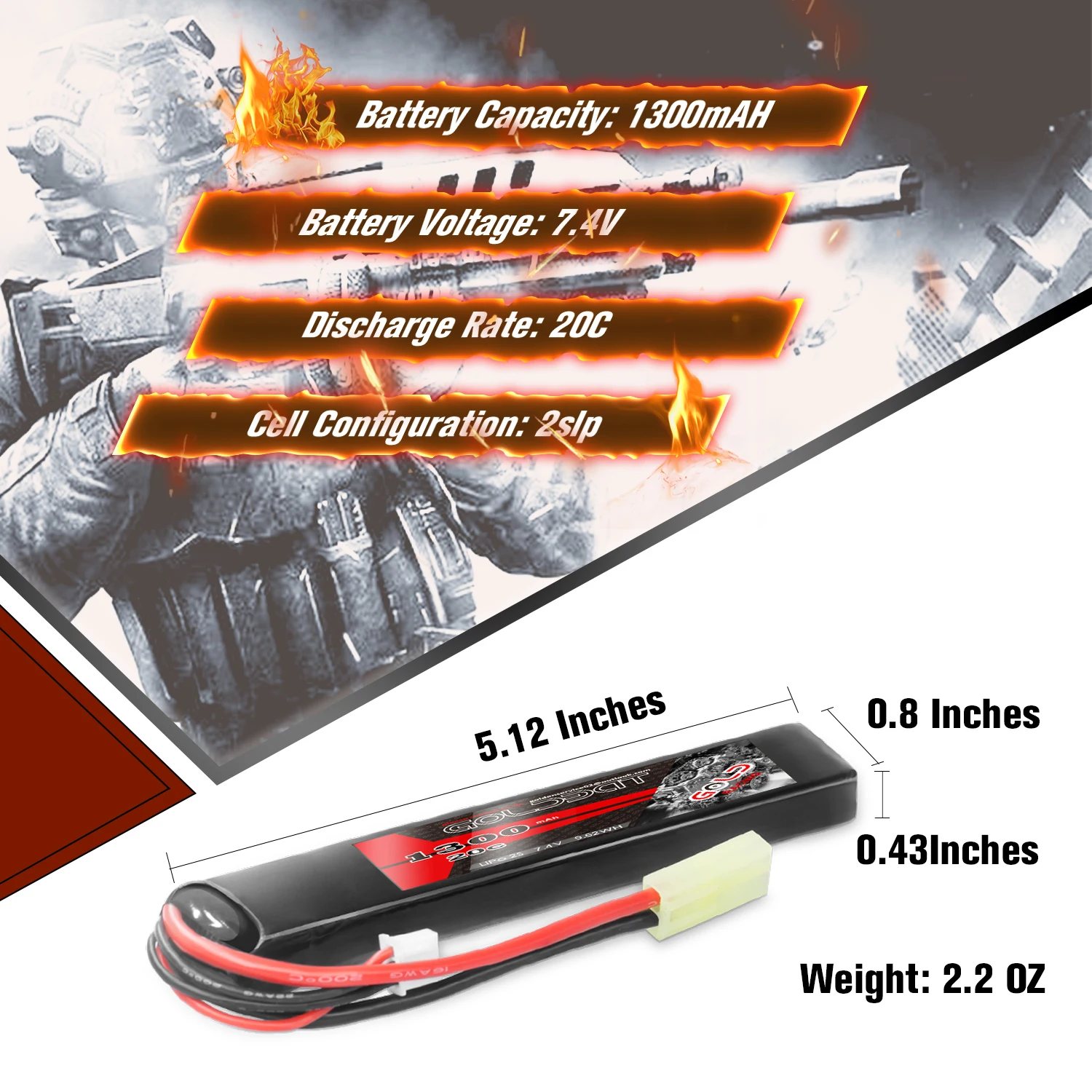 GPR Factory Wholesale High Discharge RC 20C 25C 2S1P 7.4V 1300mAh  Lipo Battery