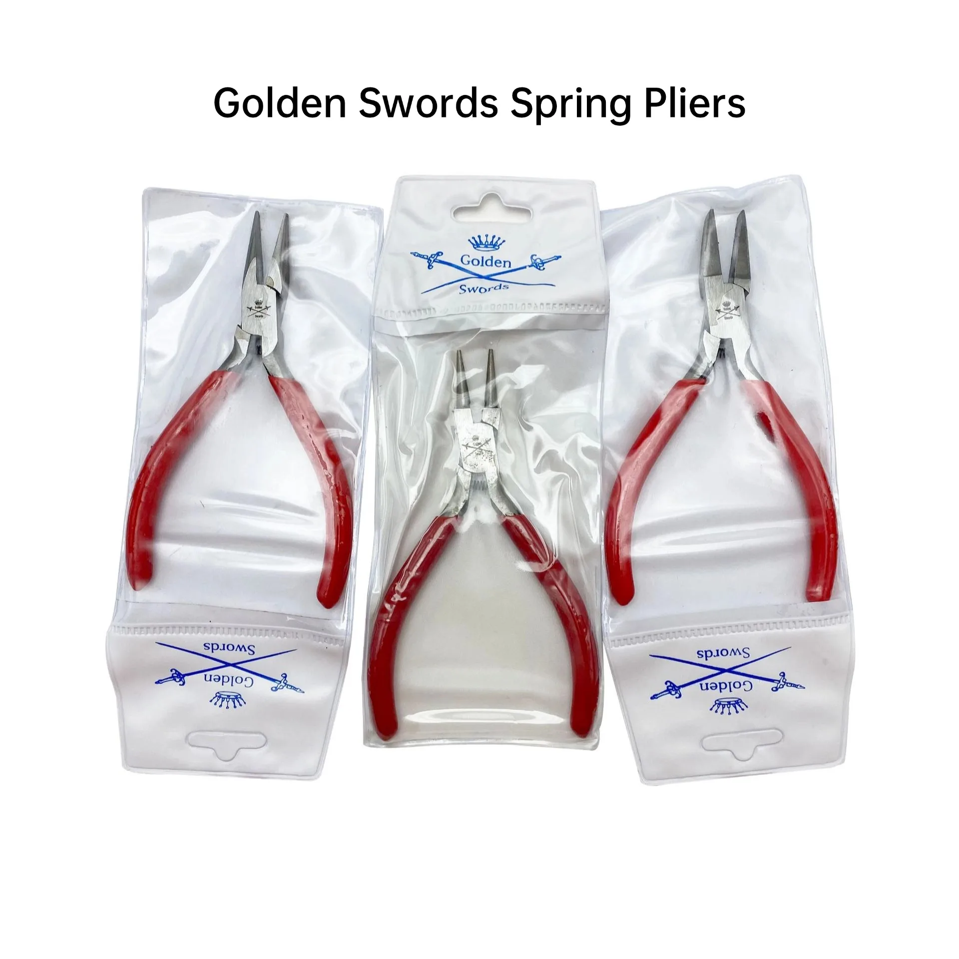 130mm Red Handle Jewelry Making Pliers Round Nose Flat Nose Jewelry Winding Wire Pliers Golden Sword Toothless Spring Pliers