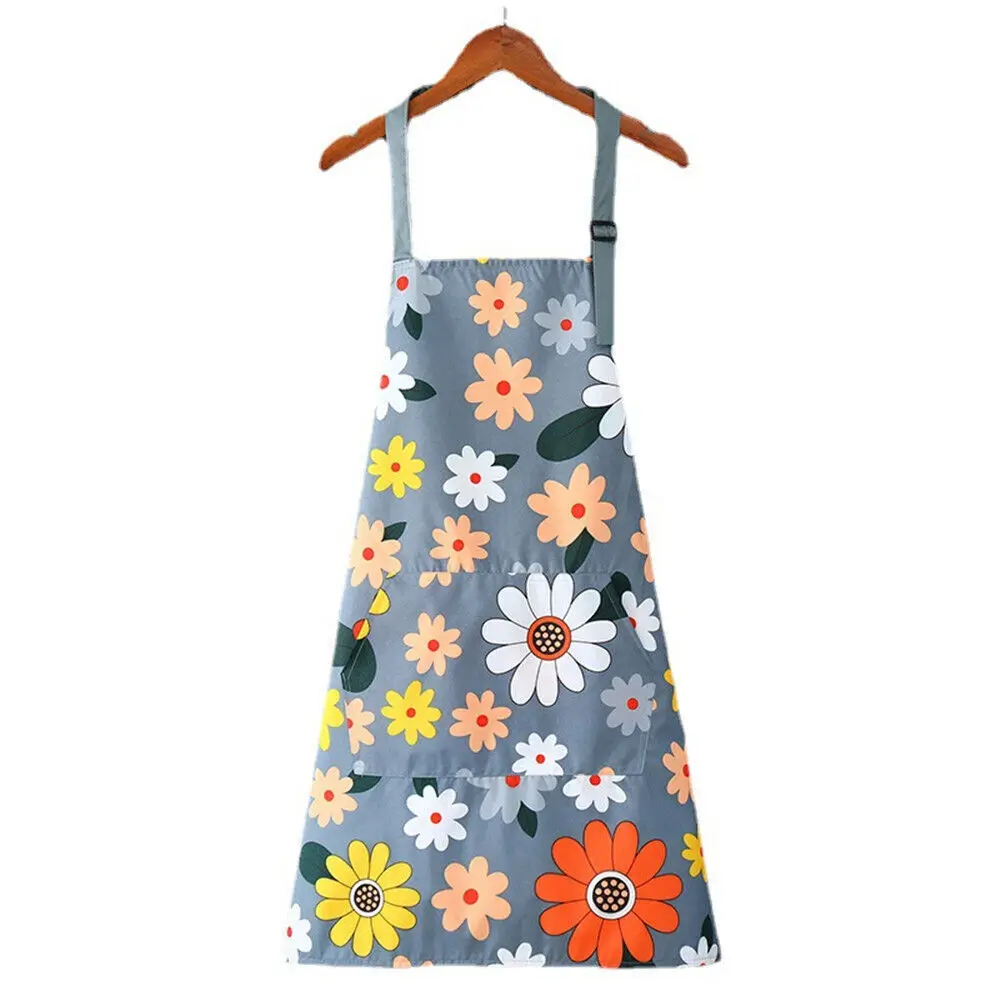 Printed Kitchen Household Apron Oil-proof Cooking Apron PVC Waterproof Adjustable Chef Aprons for Kitchen