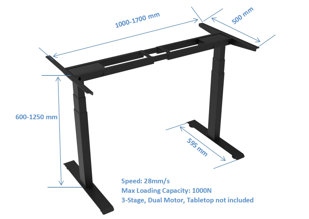 NewStyle Dual Motor Sit Stand Desk frame with 3 stage Sit-Stand Motorized Adjustable Height Table Legs T Legs