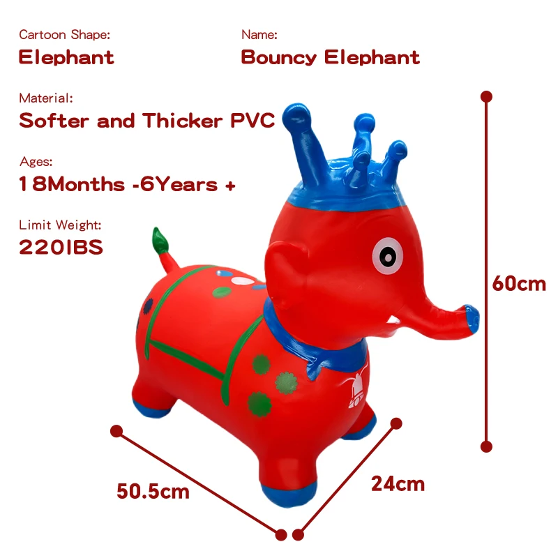 Safe Material Phthalate Free PVC Soft Play Outdoor Indoor Inflatable Kids Toy Bouncy Animal Hopper Bouncy Elephant For Kids