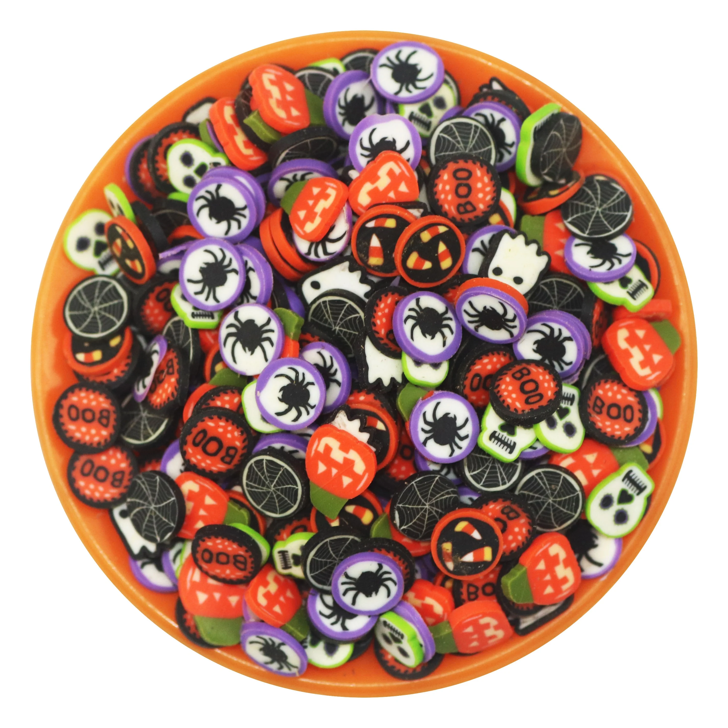 HENGXIN Halloween Mix BOO Pumpkin Ghost Green Skulls Black Spider And Web Polymer Clay Sprinkles Slices For Slime Nail Phone DIY