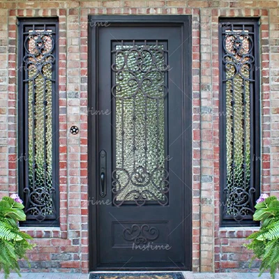 Instime  Cast Wrought Iron Doors Gate Safety Iron Front Entry Rustic Iron Door For Villa