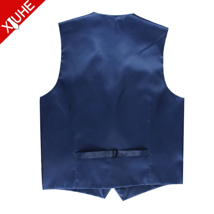 Navy Blue Dot Elegant New Design Fashion Mens Polyester Waistcoat