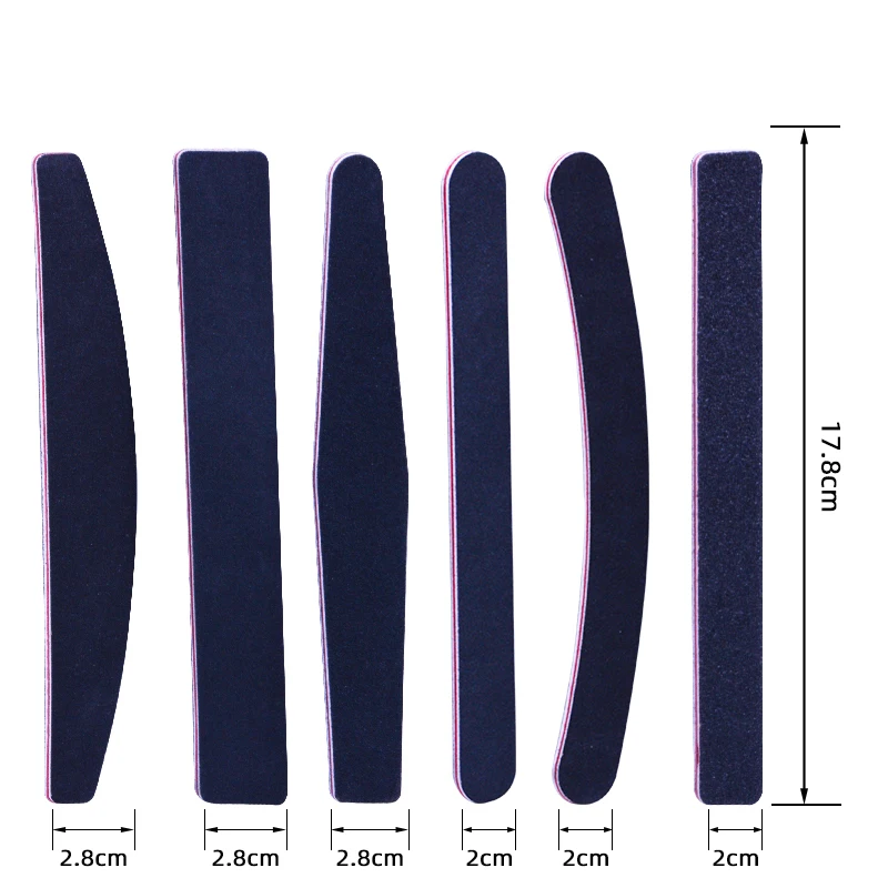 Nails tools straight shape black custom logo 80/80 grit nail files professional