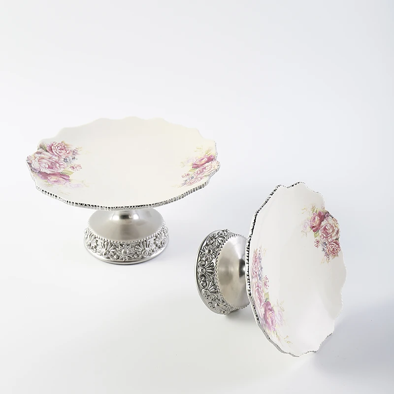 European Nordic Wedding  Cake Stand Silver Edge Afternoon Tea Display Stand Tray