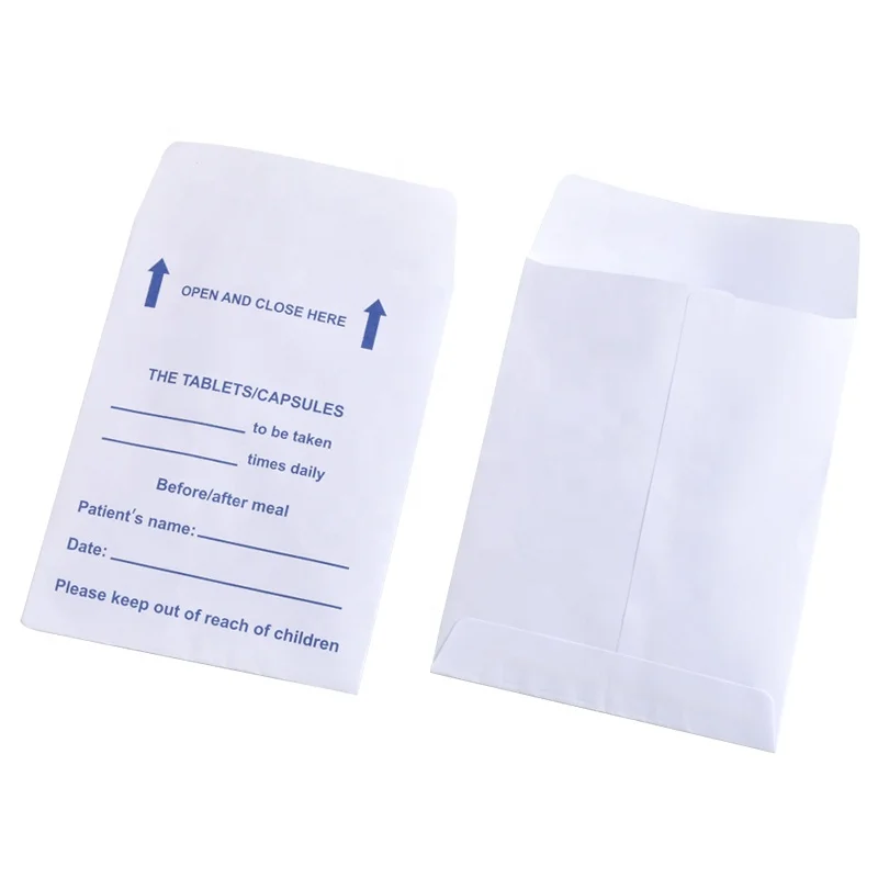 OEM medicine tablets capsules packaging paper envelopes with medicine statement printing