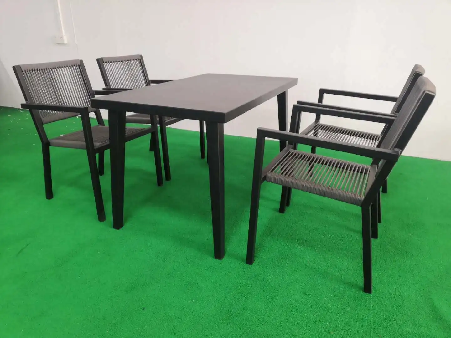 Оптовая продажа, садовый стул из алюминиевой веревки, уличный стул для патио, ресторана, кофе, обеденный стул