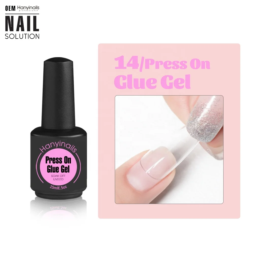 Professional wholesale press on nail gel glue OEM custom private label adhesive nail resin gel polish glue tips nails soft gel