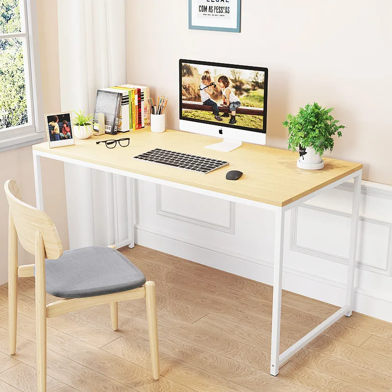 
Computer Desk Study Writing Table for Home Office, Industrial Simple Style PC Desk, Black Metal Frame kids desk 