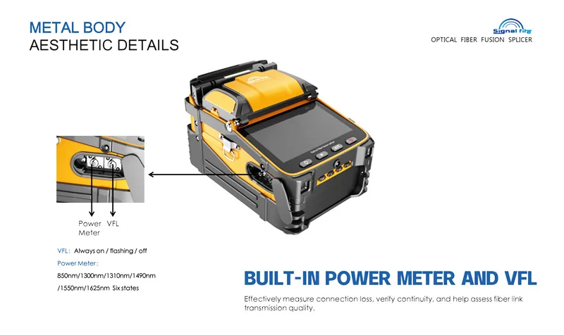 AI-9 Fusion splicer Machine SM & MM VFL OPM 5S Splicing Machine 6 motors fiber welder machine