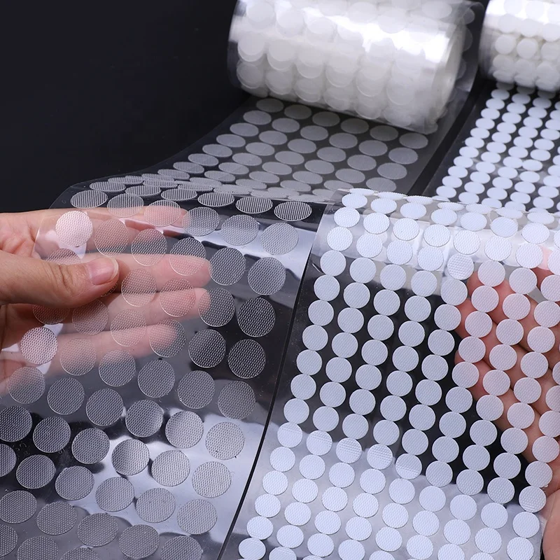 10/15/20/25mm Transparent Hook And Loop Dots Self Adhesive Round Hook And Loop Tape Fastener Hook Loop Dots