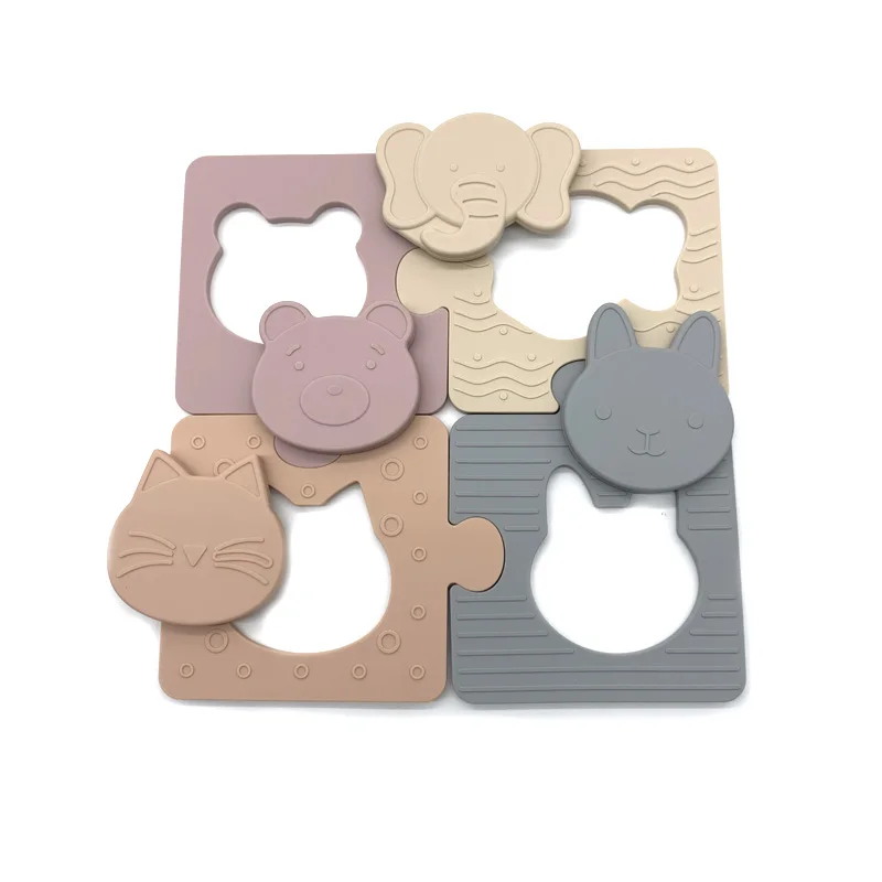 New Products Super Soft Silicone Animal Puzzle Toy  with Large Pieces for Baby  Kids Early Montessori Game Education Toys