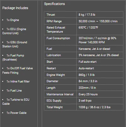Турбины SWIWIN Rc Jet Engine Turbojet SW80B тяга 8 кг