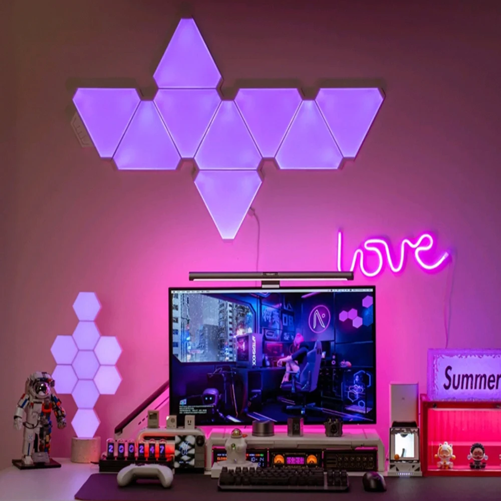 Diy Customized Rgb Голосовое управление настенное украшение игровой комнаты свет треугольник световая панель
