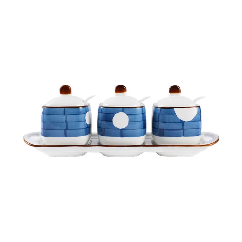 
3pcs ceramic jar kitchen set container storage spice jars wholesale ceramic canister sets 
