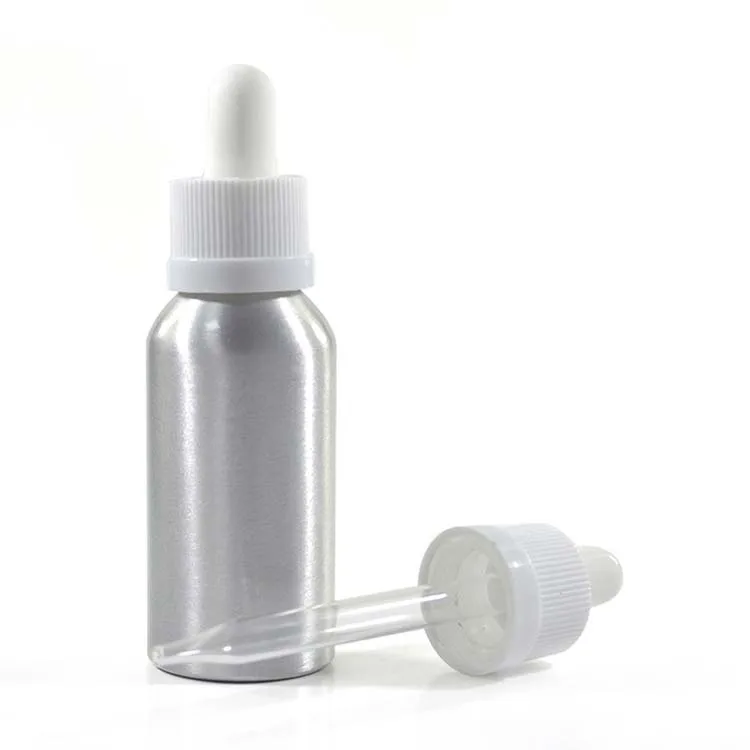 factory RUIPACK OEM RTS 60ml 100ml empty and natural silver aluminum dropper cap bottle for liquid manufacturer/wholesale