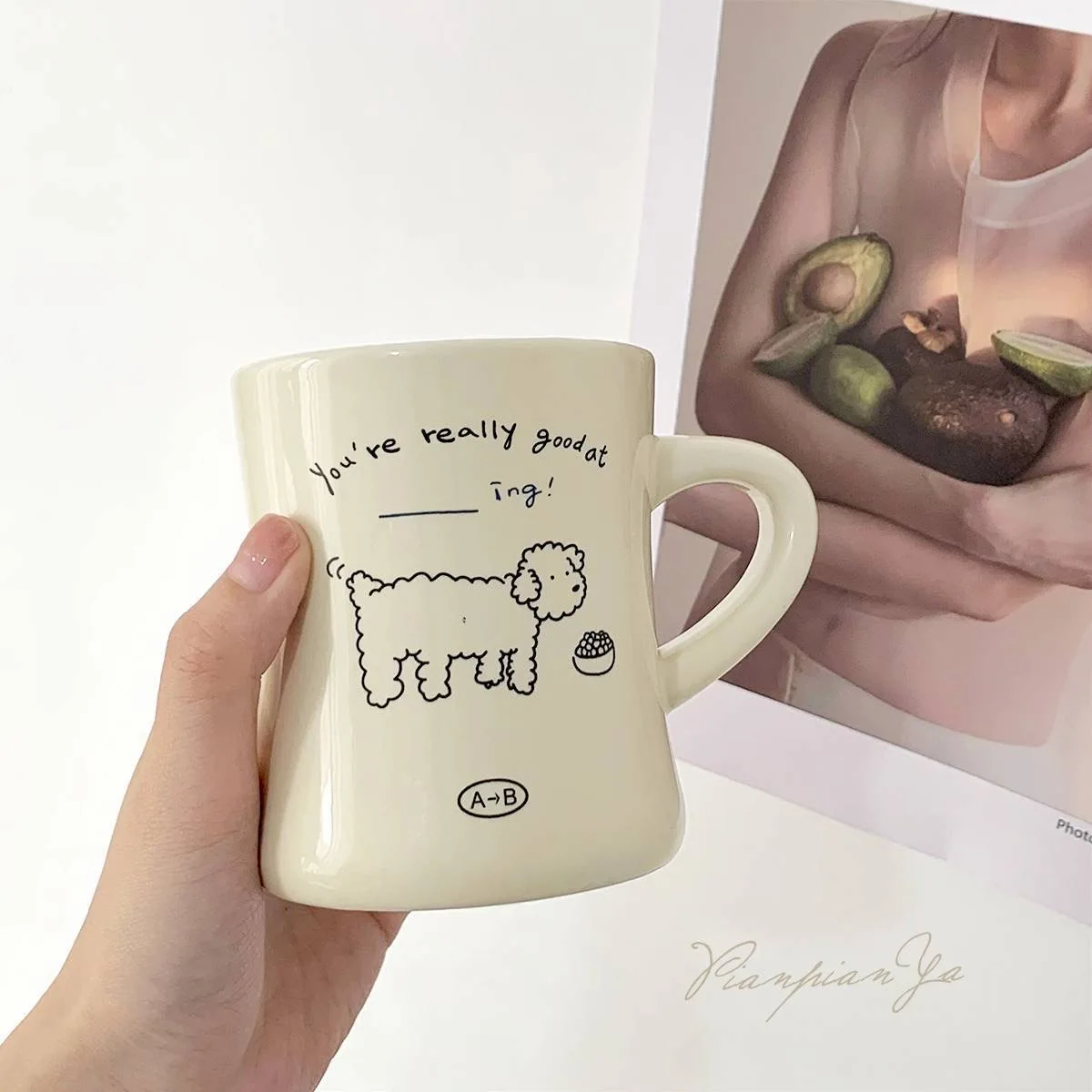 Wholesale Customized High Waist Mug Korean Retro Cartoon Ceramic Cup Printed Logo Event Gift Cup Coffee Cup