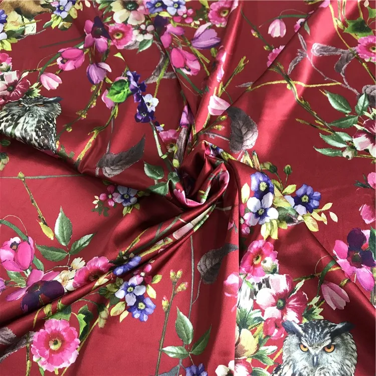 Animal Floral Print Silk Viscose Spandex Fabric Satin Fabrics 16mm Viscose Fabric