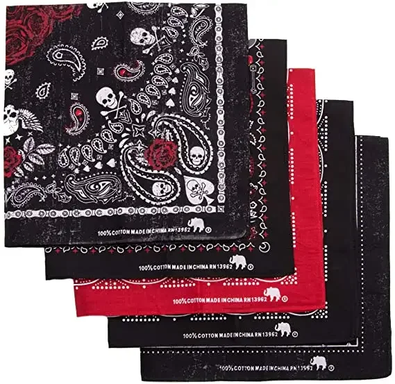 Wholesale Promotion Multifunction Colourful Custom 100% Cotton square Fabric Customized Printed Headwear Classic Paisley Bandana
