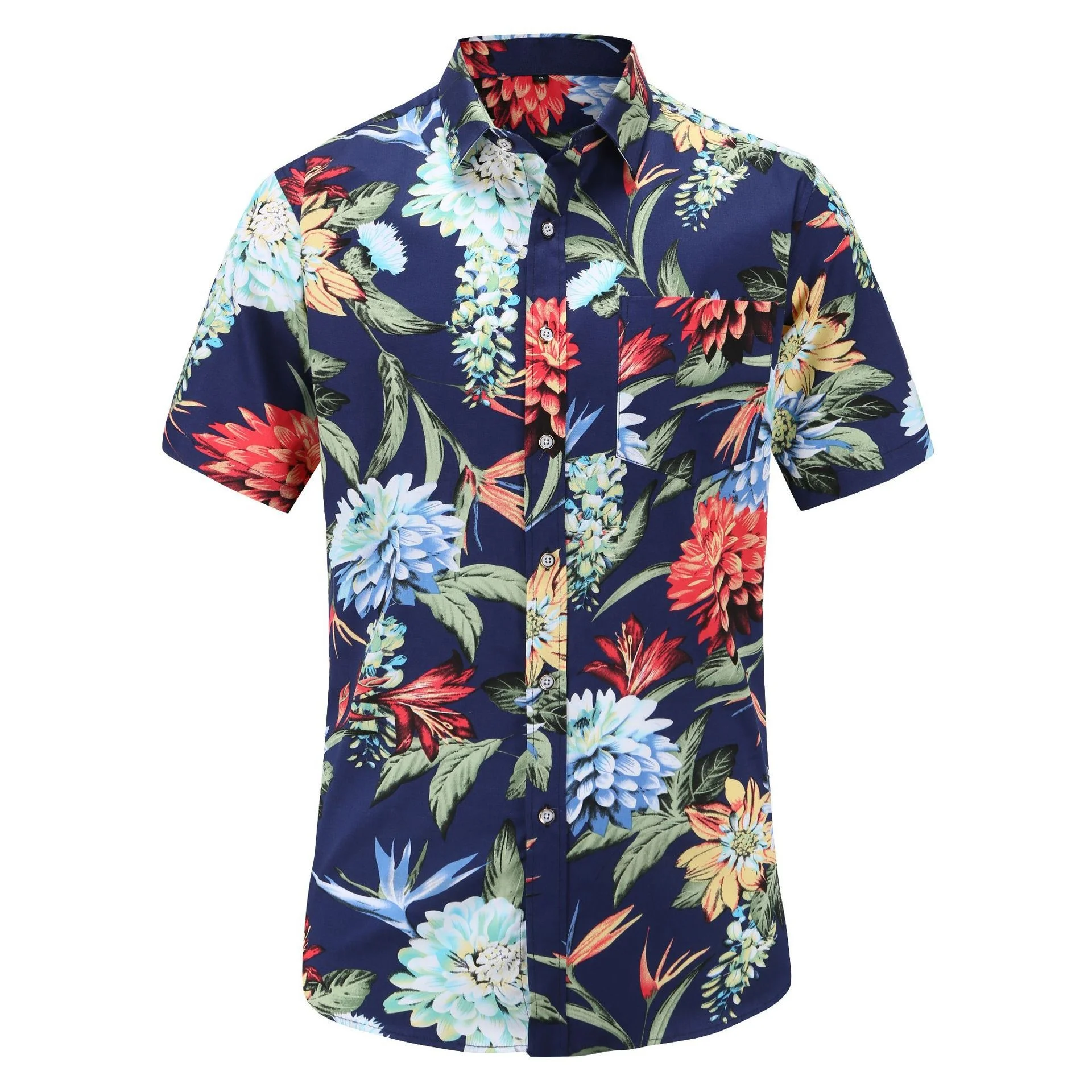 New Fashion Luxury Custom Logo Beach Flowers Shirt for Men Printed