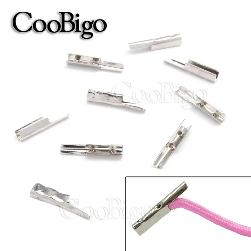 2.5mm Rope Cord Lock Ends Stopper Clip Metal Silver Paper Bag Hand Lanyard Webbing Ribbon DIY Garment Sewing Craft Accessories