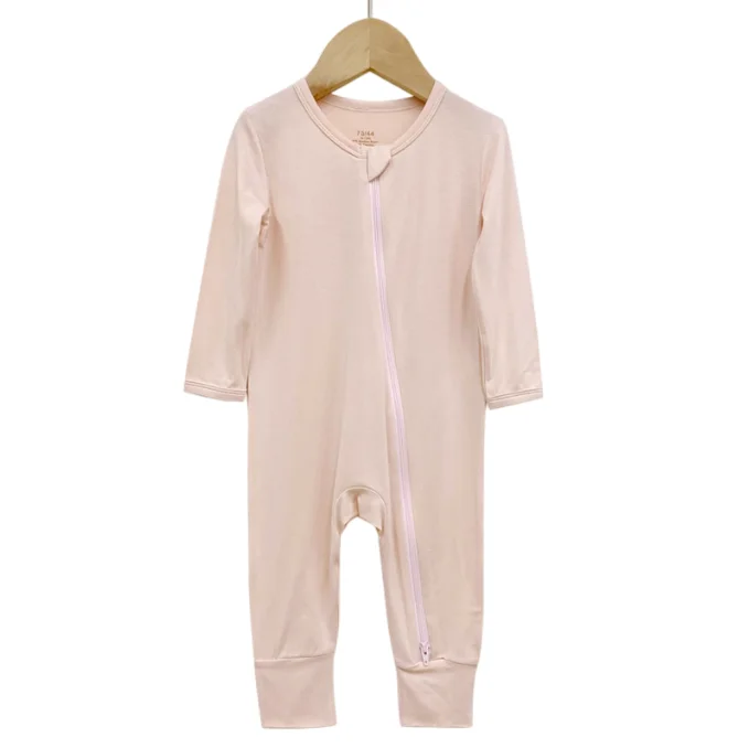 Lvkiss 2024 Unisex Custom Label Bamboo Jumpsuit Newborn Long Sleeve Crew Neck Zipper Winter Pajamas Solid Color Knitted Baby ODM