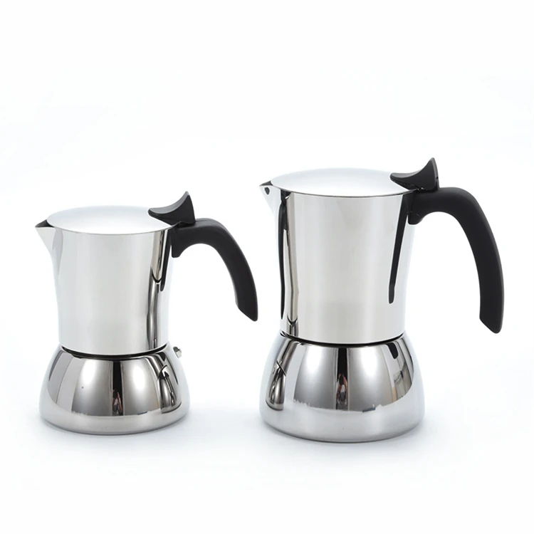 New Arrivals Moka Italian Coffee Maker Stainless Steel Stovetop Espresso Maker Percolator Moka Pot 4/6/9 Cups