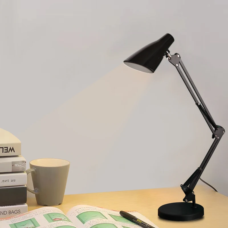 modern simple direction adjustable swing arm folding desk light study work read led modern table lamps